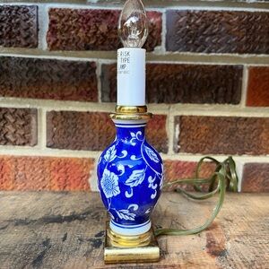 Blue and White Floral night Lamp